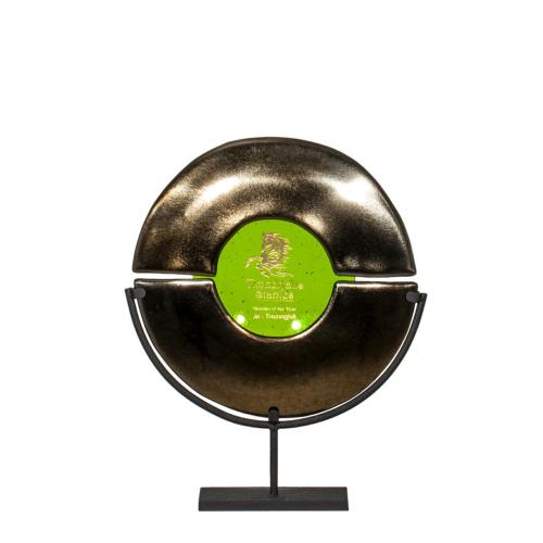 Awards and Plaques - Glass Trophies - Art Glass Trophies - Dobbs Green Circle Glass Trophy