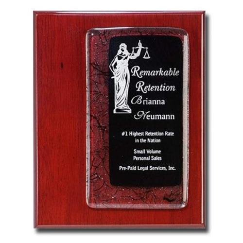 Awards and Plaques - Glass Trophies - Art Glass Trophies - Avery Plaque - Ebony