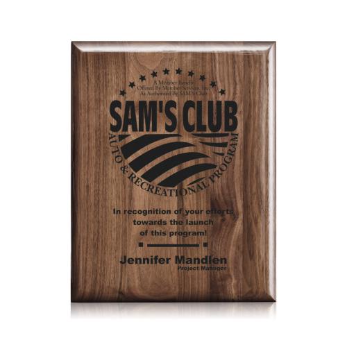 Awards and Plaques - Wall Plaque Awards - Kirkland Engraved Plaque - Walnut Piano Finish