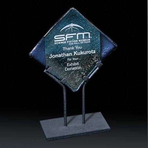 Awards and Plaques - Glass Trophies - Art Glass Trophies - Dark Hendrickson Glass Trophy