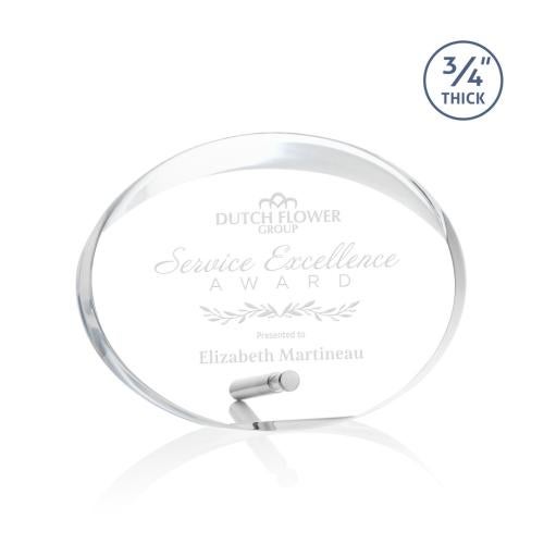 Awards and Plaques - Acrylic Trophies - Quezada Oval Silver Circle Acrylic Trophy