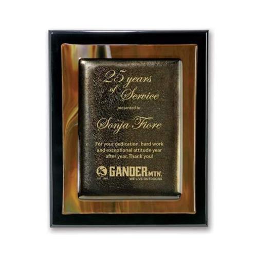 Awards and Plaques - Glass Trophies - Art Glass Trophies - Brown Metallic Rectangle Glass Trophy
