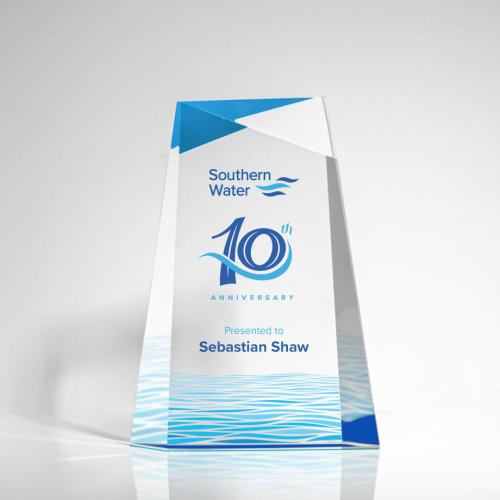 Awards and Plaques - Custom Trophies - Blue Topaz Full Color Peaks Acrylic Trophy