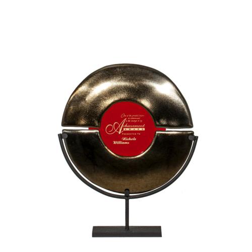 Awards and Plaques - Glass Trophies - Art Glass Trophies - Dobbs Red Circle Glass Trophy