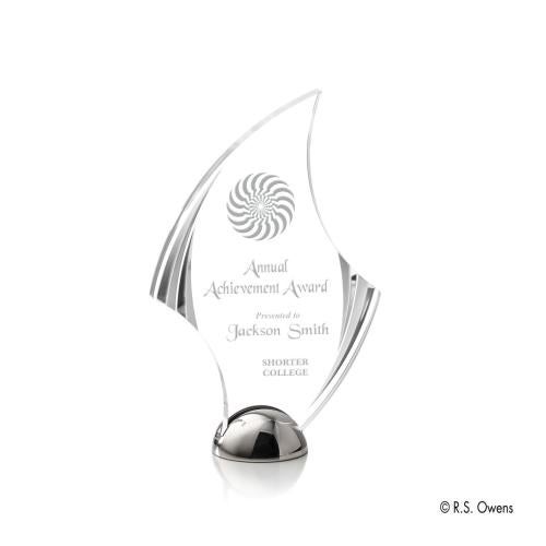 Awards and Plaques - Acrylic Trophies - Valentine Hemisphere Kirkland Engraved Flame Acrylic Trophy