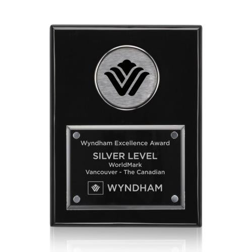 Awards and Plaques - Wall Plaque Awards - Zapata Plaque - Black/Chrome