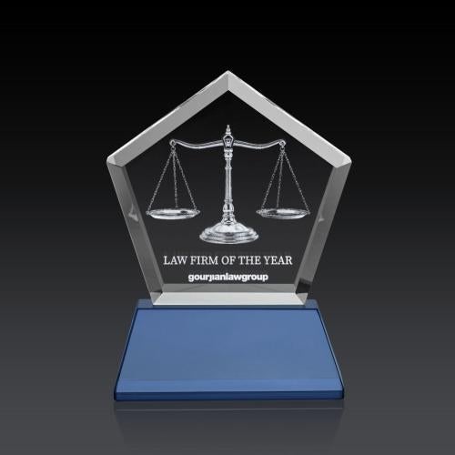 Awards and Plaques - Crystal Trophies - Costa on Base (3D) - Sky Blue