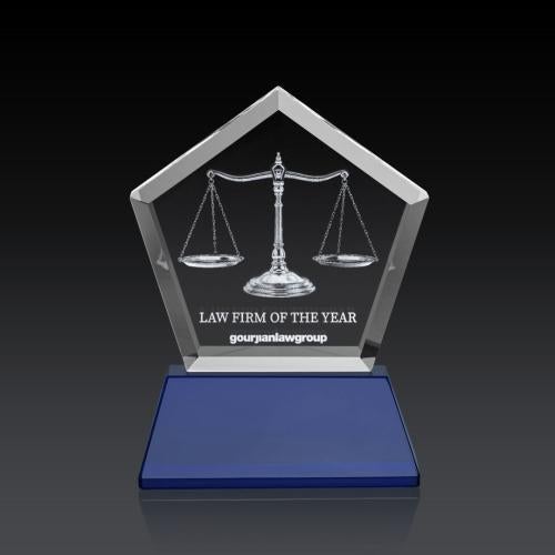 Awards and Plaques - Crystal Trophies - Costa on Base (3D) - Blue