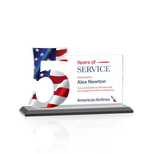 Awards and Plaques - Crystal Trophies - McGrath Full Color Black Crystal Trophy