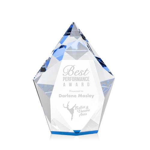 Awards and Plaques - Crystal Trophies - Barron Blue Polygon Crystal Trophy