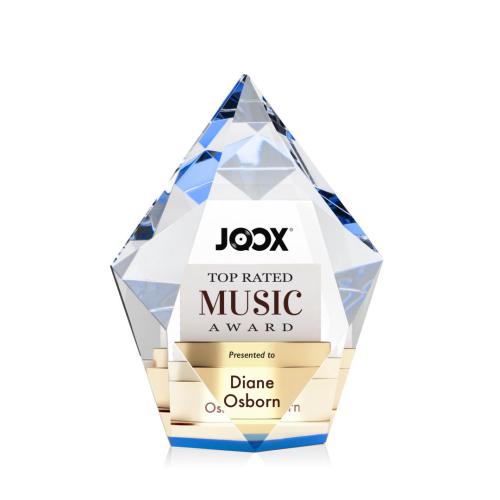 Awards and Plaques - Crystal Trophies - Barron Full Color Blue Polygon Crystal Trophy