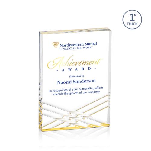 Awards and Plaques - Acrylic Trophies - Floyd Full Color Gold Rectangle Acrylic Trophy