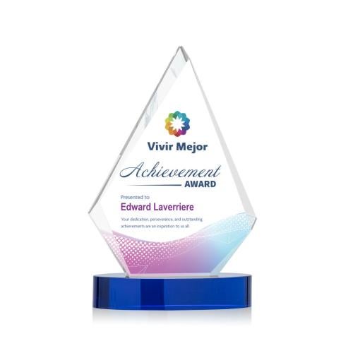 Awards and Plaques - Crystal Trophies - Tidwell Full Color Blue Crystal Trophy