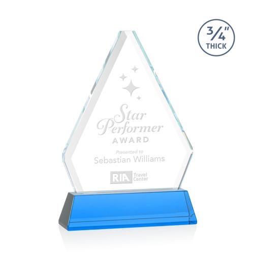 Awards and Plaques - Crystal Trophies - Mayer on Helton Sky Blue Crystal Trophy