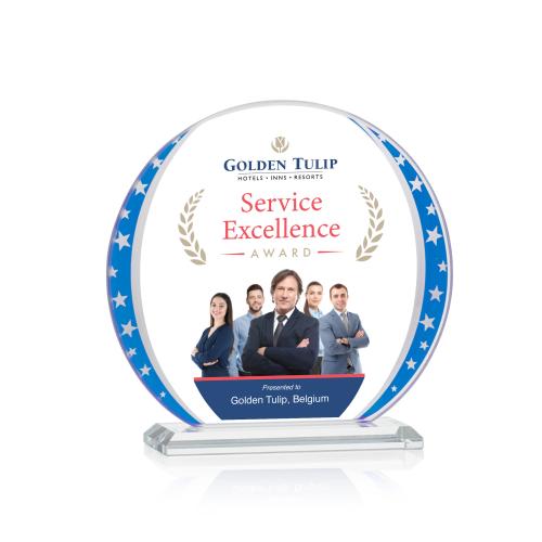 Awards and Plaques - Crystal Trophies - Michel Full Color Circle Crystal Trophy