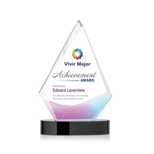 Awards and Plaques - Crystal Trophies - Tidwell Full Color Black Crystal Trophy
