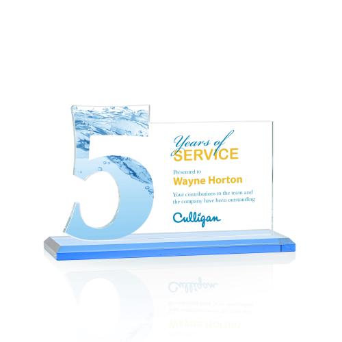 Awards and Plaques - Crystal Trophies - McGrath Full Color Sky Blue Crystal Trophy