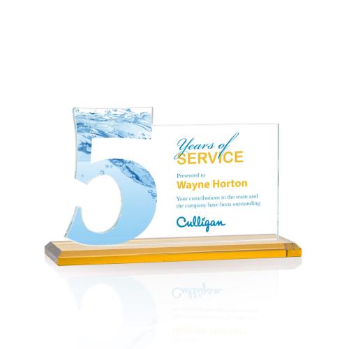 Awards and Plaques - Crystal Trophies - McGrath Full Color Amber Crystal Trophy