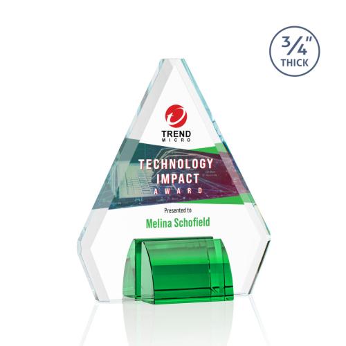 Awards and Plaques - Crystal Trophies - Kilgore Full Color Green Crystal Trophy