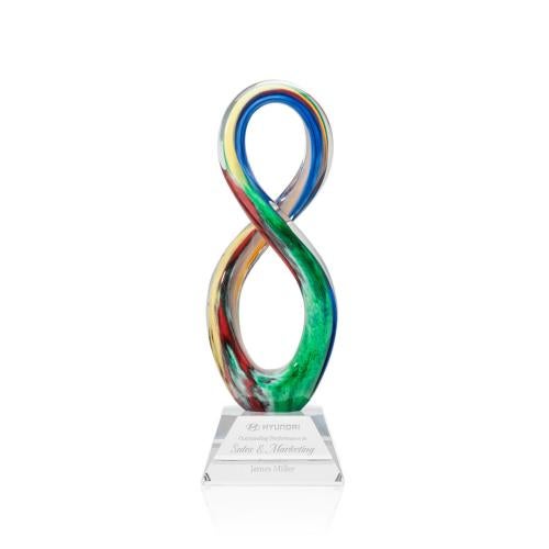 Awards and Plaques - Glass Trophies - Art Glass Trophies - Pitts on Cahill Base Clear Unique Glass Trophy