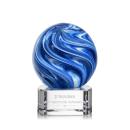 Neptune on Half Round Base Clear Globe Glass Trophy