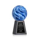 Neptune Globe on Tall Marble Base Glass Trophy
