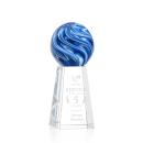 Neptune Globe on Tall Crystal Base Glass Trophy