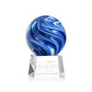 Neptune on Small Crystal Base Clear Globe Glass Trophy