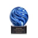Neptune on Half Round Base Black Globe Glass Trophy