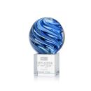 Neptune Globe on Square Crystal Base Glass Trophy