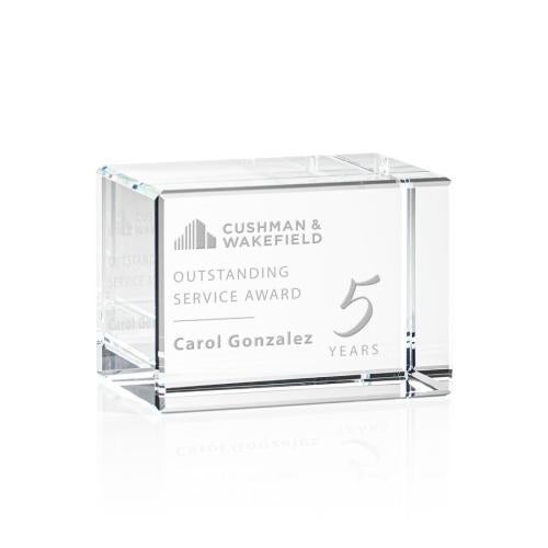 Awards and Plaques - Crystal Trophies - Gibbons Cube Rectangle Crystal Trophy