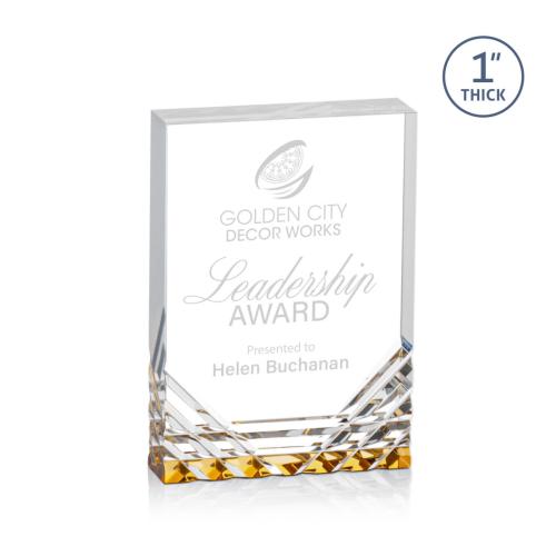 Awards and Plaques - Acrylic Trophies - Macdonald Gold Rectangle Acrylic Trophy
