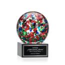 Knapp on Plated Crystal Base Black Globe Glass Trophy