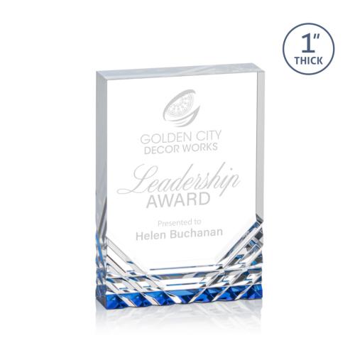 Awards and Plaques - Acrylic Trophies - Macdonald Blue Rectangle Acrylic Trophy