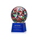 Knapp on Small Crystal Base Blue Globe Glass Trophy