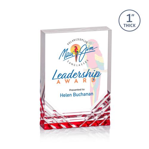 Awards and Plaques - Acrylic Trophies - Macdonald Full Color Red Rectangle Acrylic Trophy