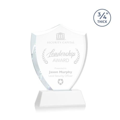 Awards and Plaques - Crystal Trophies - Escamilla Shield on Helton Fagan Unique Crystal Trophy