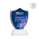 Escamilla Sheild Full Color on Helton Clear Unique Crystal Trophy