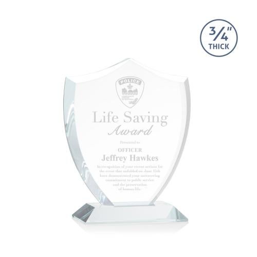 Awards and Plaques - Crystal Trophies - Escamilla Shield Clear Unique Crystal Trophy