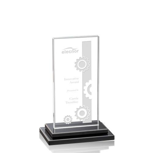 Awards and Plaques - Crystal Trophies - Carlton Black Rectangle Crystal Trophy