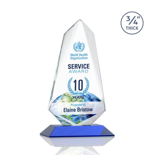 Awards and Plaques - Crystal Trophies - McMullen Full Color Blue Peaks Crystal Trophy