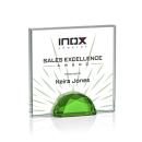 Pruitt Full Color Green Square / Cube Crystal Trophy