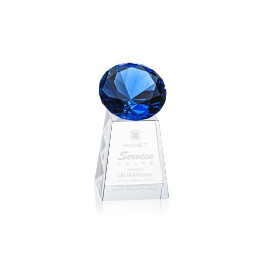 Awards and Plaques - Crystal Trophies - Medium Diamond Sapphire Crystal Trophy
