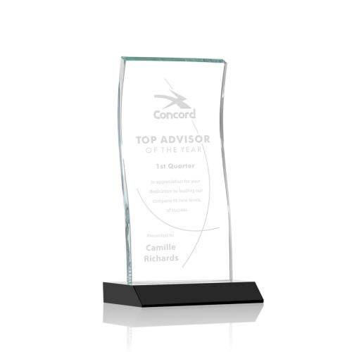 Awards and Plaques - Crystal Trophies - McClure Black Rectangle Crystal Trophy