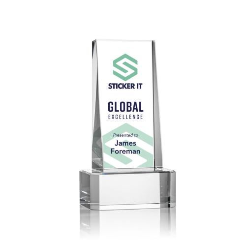 Awards and Plaques - Crystal Trophies - Kirkpatrick Full Color on Base Clear Towers Crystal Trophy
