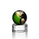 Sawyer Green/Gold Globe Crystal Trophy