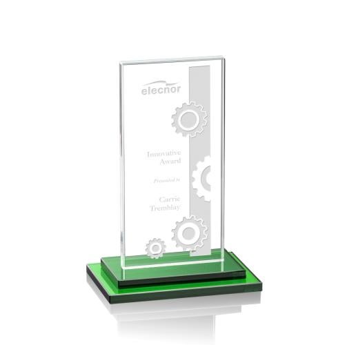 Awards and Plaques - Crystal Trophies - Carlton Green Rectangle Crystal Trophy
