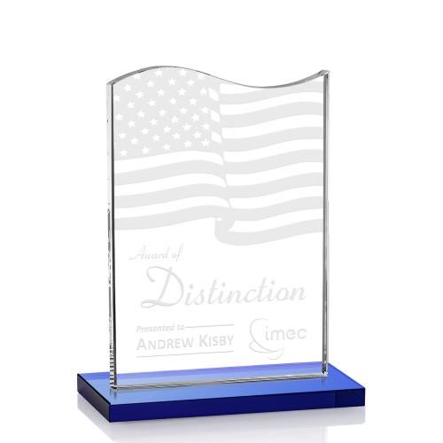 Awards and Plaques - Crystal Trophies - Dobbs Blue Unique Crystal Trophy