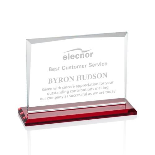 Awards and Plaques - Crystal Trophies - Kaplan Red Rectangle Crystal Trophy