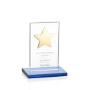 Zuniga Star Sky Blue/Gold Rectangle Crystal Trophy